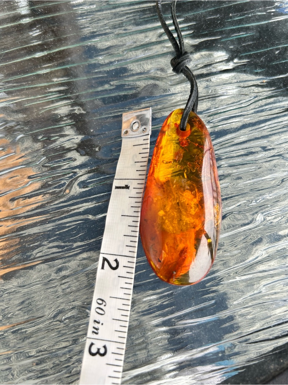 Poland Vintage Baltic Amber Insect Fossil Inclusion Huge Teardrop Pendant - Picture 5 of 17